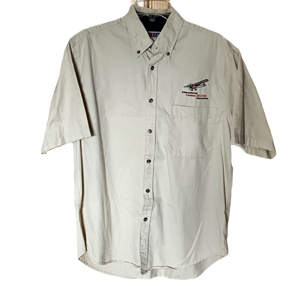 Dress Shirt w/ International Cessna Assoc. Logo, Tan, Short Sleeves, Sz. M